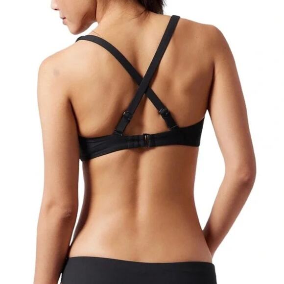 Athleta Square Neck Bra Cup Black Bikini Top Size 40D/DD - Picture 3 of 10